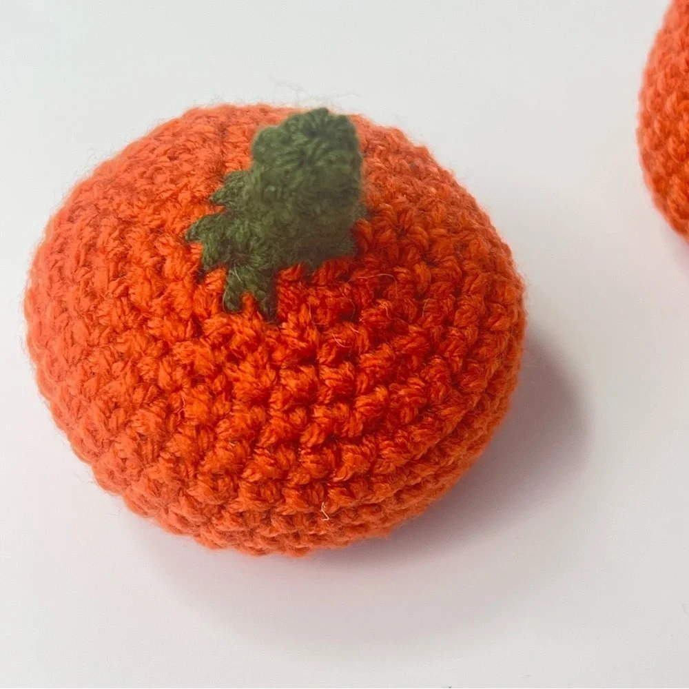 Cat Toy Handmade Crochet Catnip Pumpkin Cat Toys Set of Two